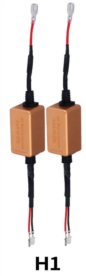 Black alloy Canbus decoder for LED car headlights with plug connectors