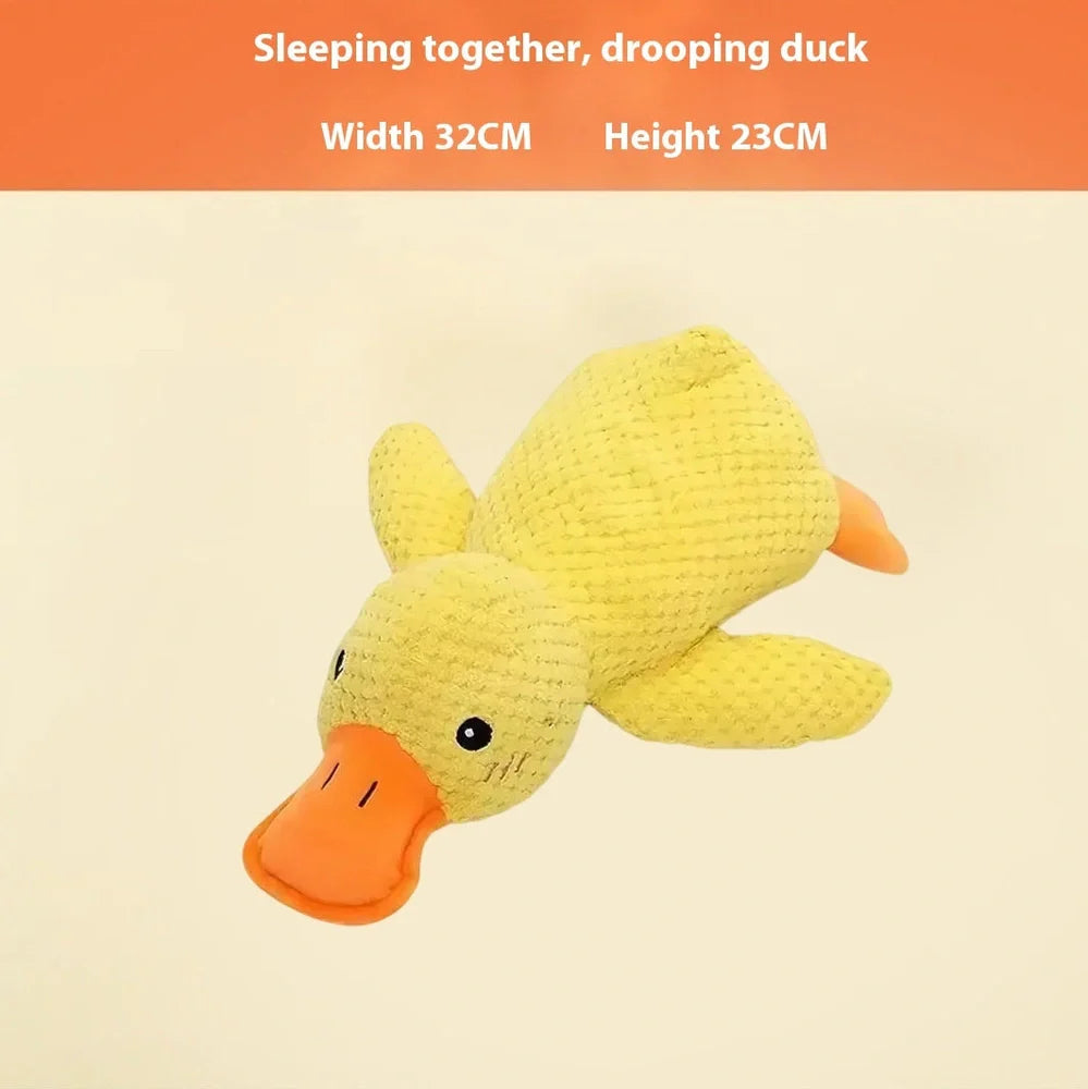 Bite-resistant puppy plush toy with relieving molar design in multiple animal styles including donkey and duck variations