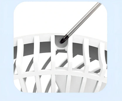 Black portable desk electric fan with foldable base, LED display, and hanging hook for versatile placement