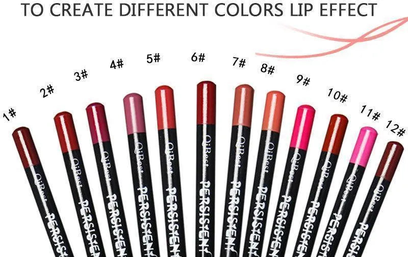 12-Piece Lip Liner Pencil Set, Multi-Functional Lipliner Pen for Lips, Eyes and Brows, Waterproof Cosmetic Makeup Pencils in 12 Colours, Easy to Draw a Delicate Thin Line, Long-Lasting Makeup Kit