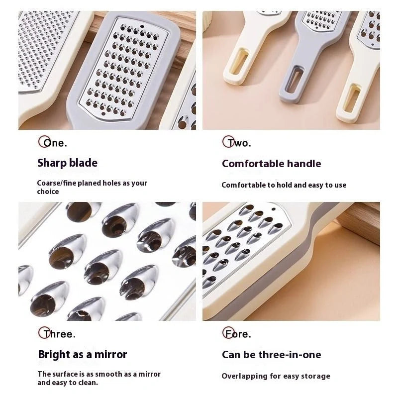 Premium 3-in-1 Stainless Steel Vegetable Grater - Efficient Kitchen Gadget for Grating, Shredding and Slicing