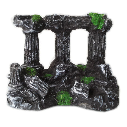 Three Roman column resin decorations for aquariums measuring 9.3cm length each