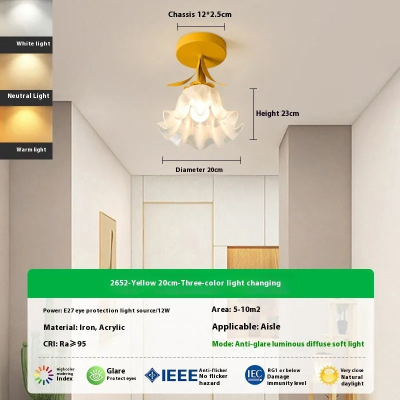 Cream Linglan flower design corridor aisle light with LED illumination and remote control for dimming