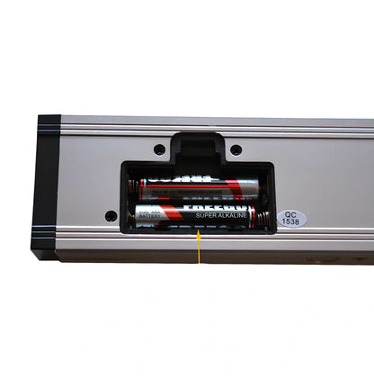 Magnetic digital angle meter with LCD display showing degree measurement on metal surface
