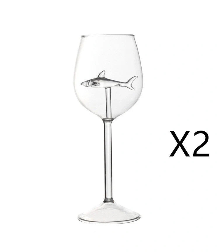 Crystal shark red wine glass with rotating design, lead-free, 300ml capacity