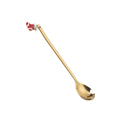 Christmas serving spoon in stainless steel with silver finish measuring 135mm length