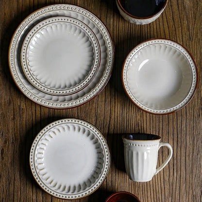 Elegant 6-piece ceramic western dinner plate set for steak, pasta, and more