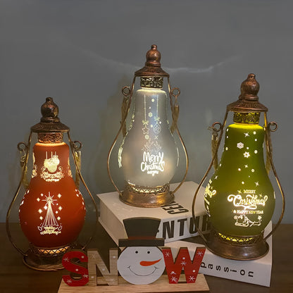 New Chinese style glass LED oil lamp ornament in red, hanging as a Christmas decoration.