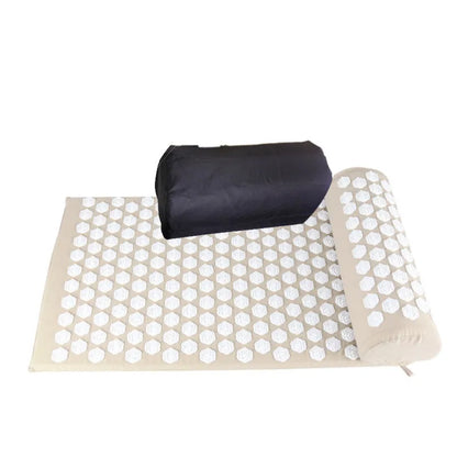Lotus-shaped acupressure mat and pillow set in blue colour for massage therapy