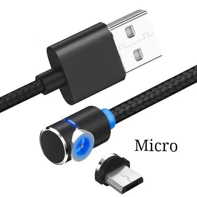 360 Degree Magnetic Charging Cable with LED light and 90-degree connector