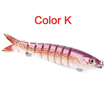 Premium multi-jointed pike fishing lures designed for enhanced trolling and casting, available in 12 vibrant colors.