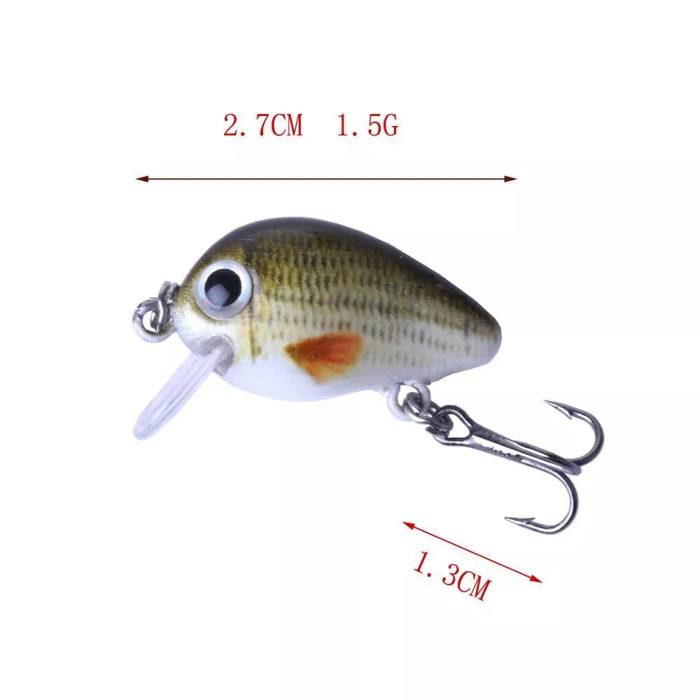 Mini Crankbait fishing lures set with bright colors and 3D holographic eyes