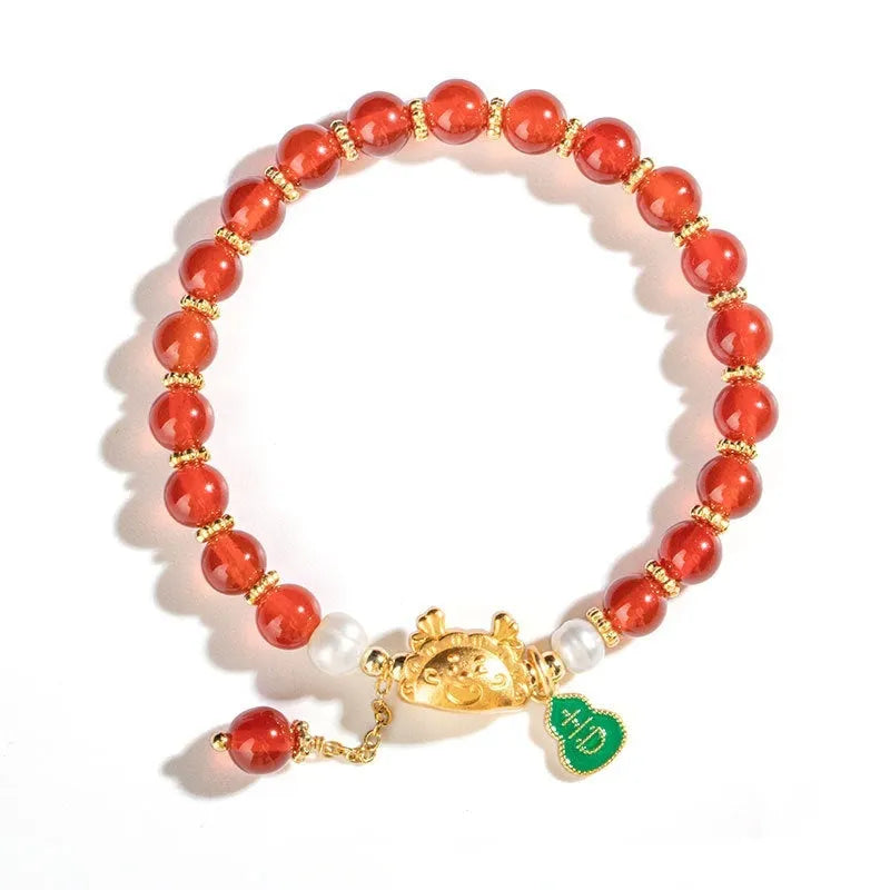 Handmade 8mm agate crystal bracelet with diamond-shaped beads in five natural stone colours