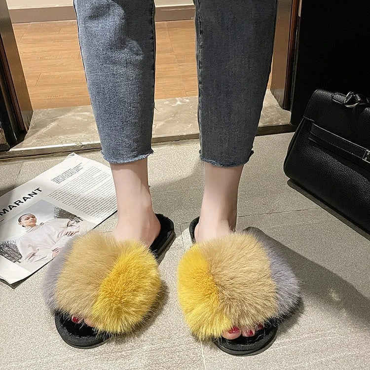 Cozy and stylish women's plush house slippers in a variety of vibrant colors with trendy tassel accents