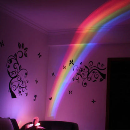 Colorful rainbow projection lamp with ABS plastic construction, offering soothing lighting effects for home decor