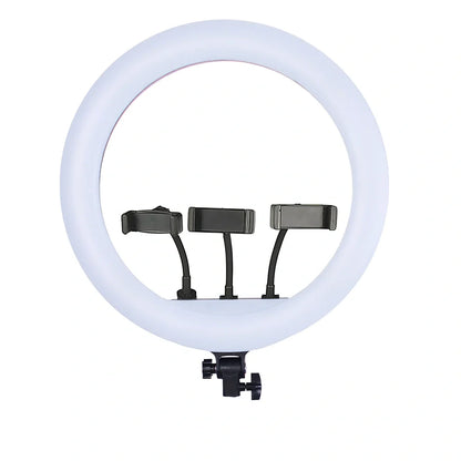 18-inch ring light with adjustable gimbal showing 45.5cm diameter illumination for photography