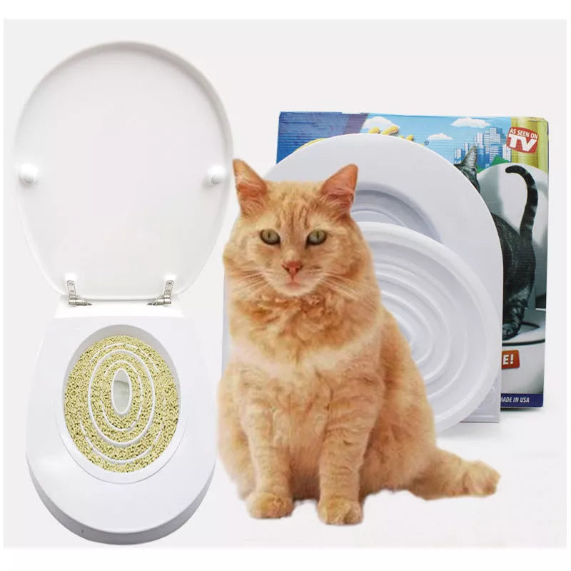 White ABS Cat Toilet Trainer with color box packaging for easy transition from litter box