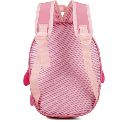 Blue aircraft-shaped children's hard shell backpack with cartoon graphics and adjustable shoulder straps