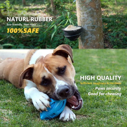 Natural rubber squeaky dog chew ball with surface grooves for medium and large breed dogs