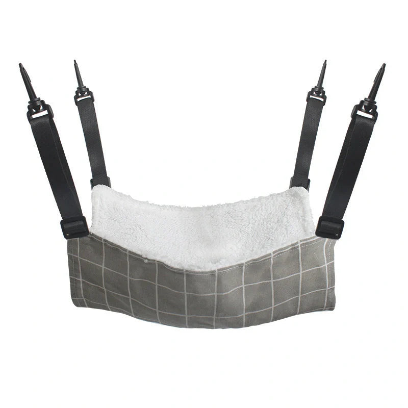 Cozy lamb fleece cat hammock bed for indoor pets, available in multiple sizes and colors