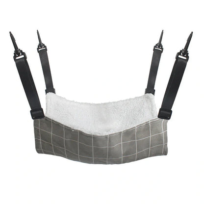 Cozy lamb fleece cat hammock bed for indoor pets, available in multiple sizes and colors