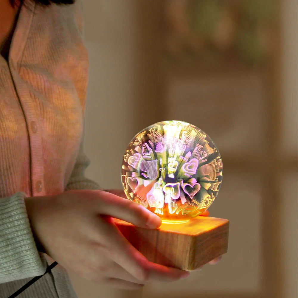 USB 3D Firework Crystals Ball Night Light with touch control and USB power option