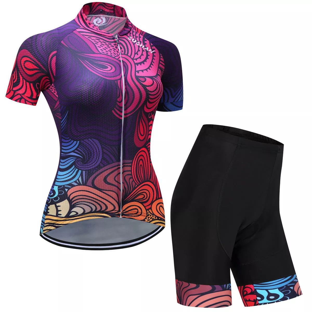 Mountain bike set in purple with pineapple fabric for moisture wicking