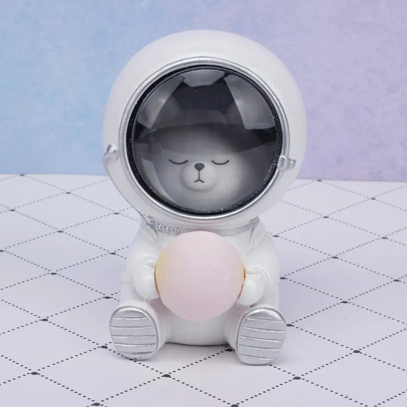 Starry sky animal night light in bear design with LED illumination and resin construction