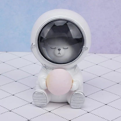 Starry sky animal night light in bear design with LED illumination and resin construction