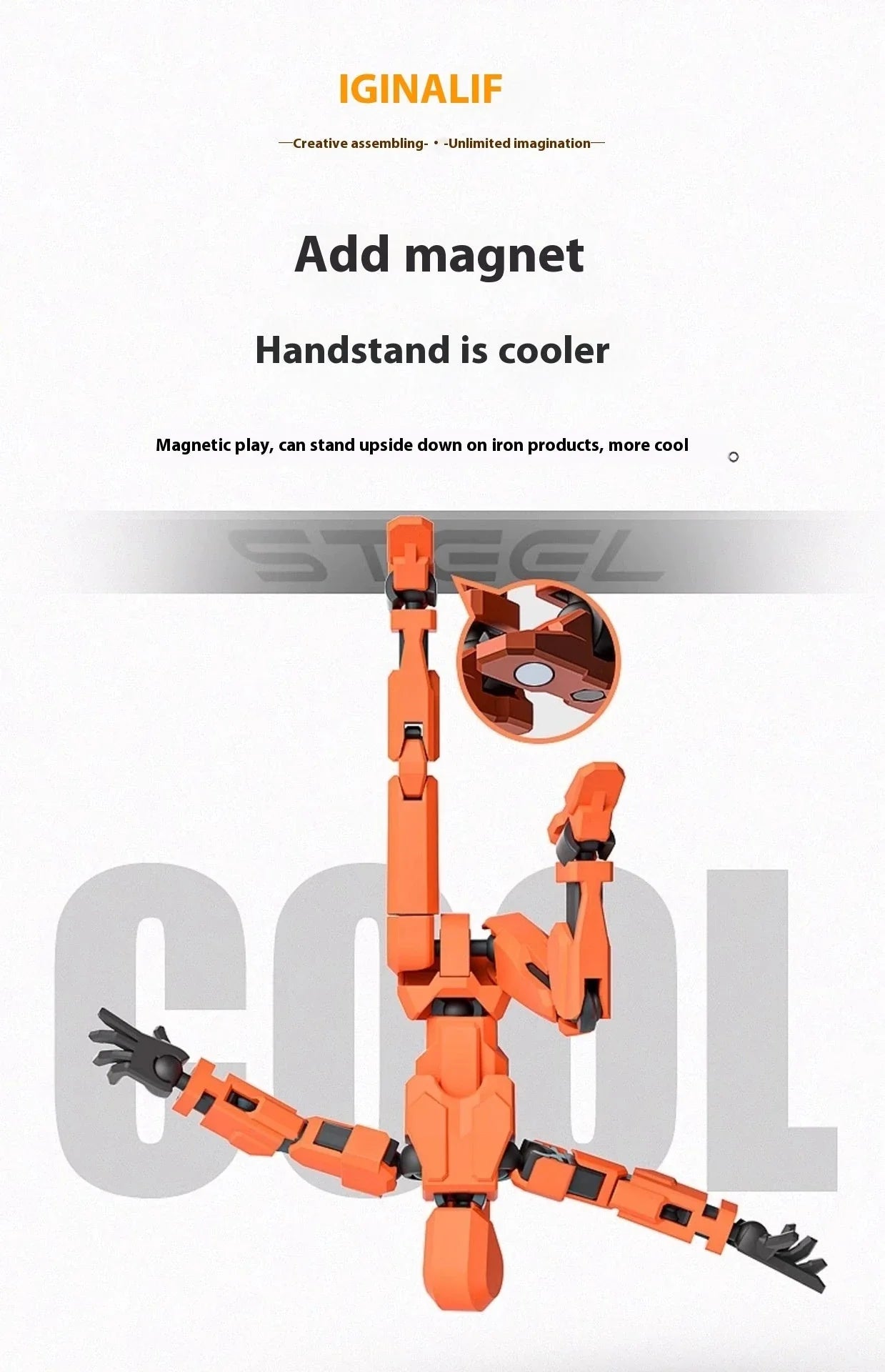Highly posable 3D printed robot mannequin toy with interchangeable accessories, including wings and weapons