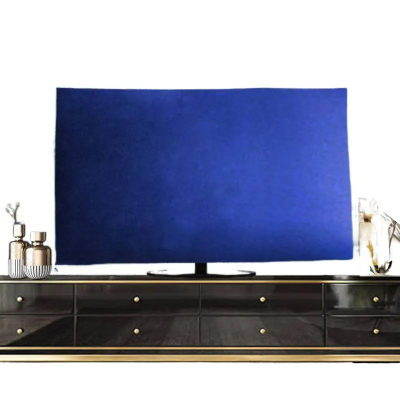 Velvet television cover draped over LCD screen showing pink colour option