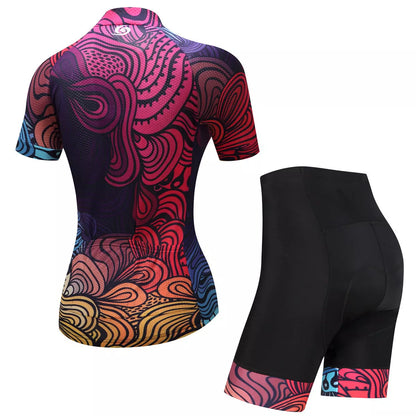 Mountain bike set in purple with pineapple fabric for moisture wicking