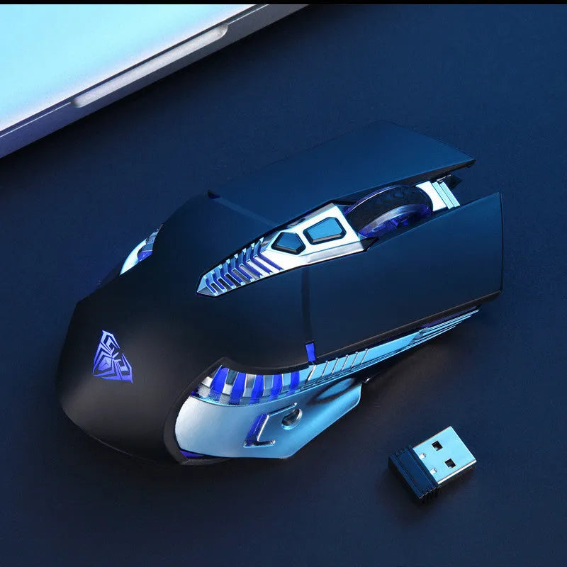 Black silent wireless Bluetooth mouse with 800mAh rechargeable battery and 10m range