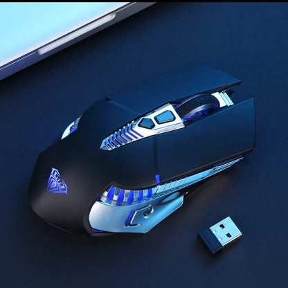 Black silent wireless Bluetooth mouse with 800mAh rechargeable battery and 10m range