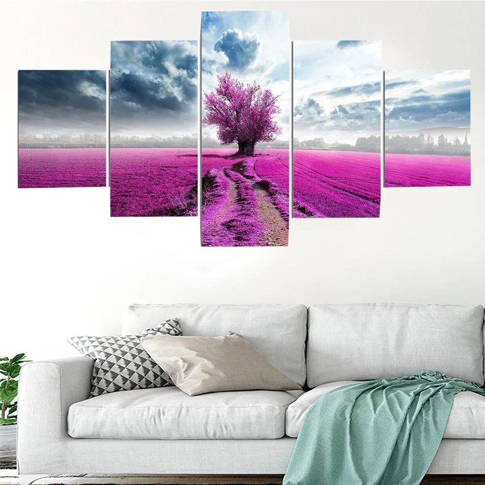 Five coordinated canvas wall art posters in multiple sizes for gallery wall display