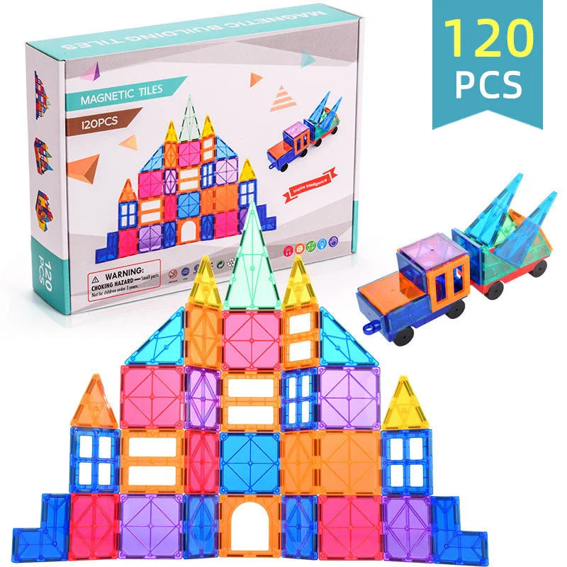 Magnetic Tiles Building Blocks for creative construction play, safe for kids aged 3+