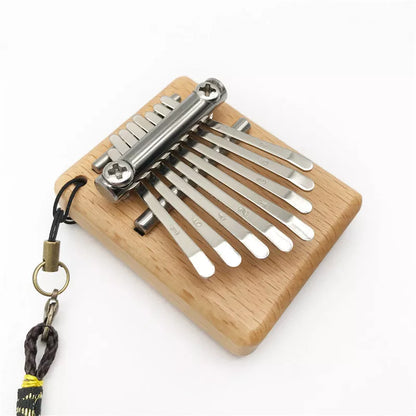 8-note mini thumb piano in beech wood, compact and portable musical instrument