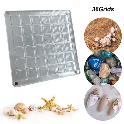 Acrylic magnetic seashell and jewelry organizer box with 36 or 64 grids for versatile storage