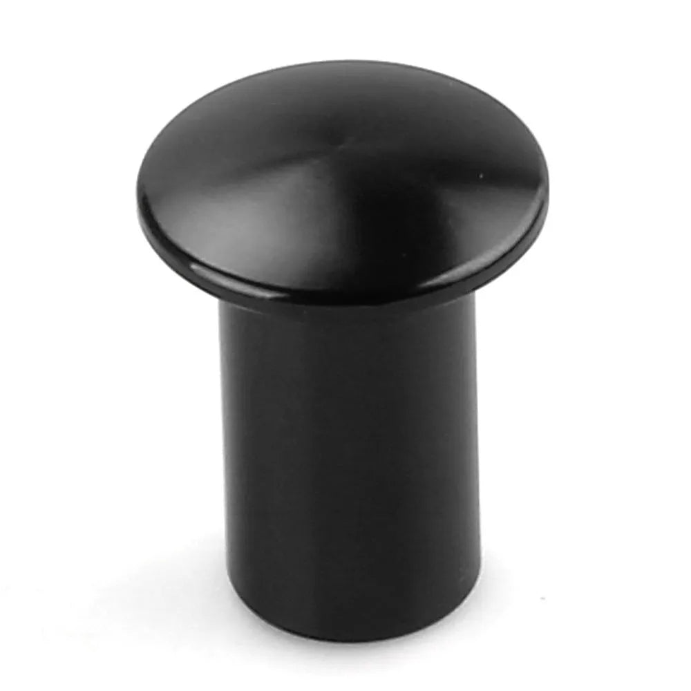 Aluminium alloy hydraulic hand brake release button cap in gold, silver, black, blue, and red colours.