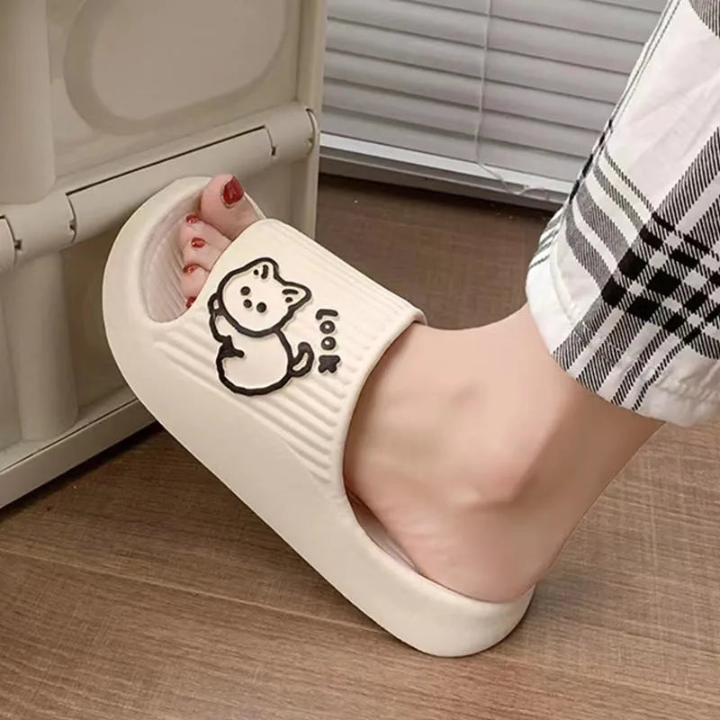 Women's cat design platform slippers in EVA material available in seven colours with non-slip sole