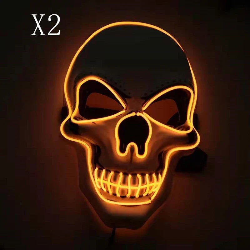 A bone-chilling LED-illuminated skull Halloween mask with adjustable lighting modes for spooky holiday fun