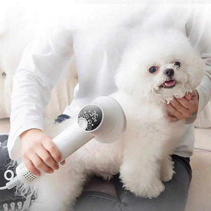 Premium pet hair dryer with powerful yet gentle 300W motor, whisper-quiet operation, and durable ABS and PA construction for effortless at-home grooming of dogs, cats, and golden retrievers