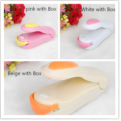 Mini hand pressure heat sealing machine measuring 10cm with magnetic base for plastic bag food preservation