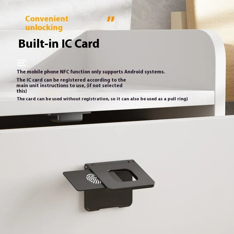 F079 punch free invisible electronic lock with removable card and key for drawers.