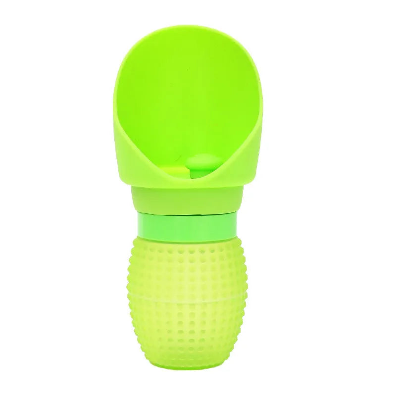 Silicone folding pet cup shown expanded as drinking bowl and collapsed to 4cm height