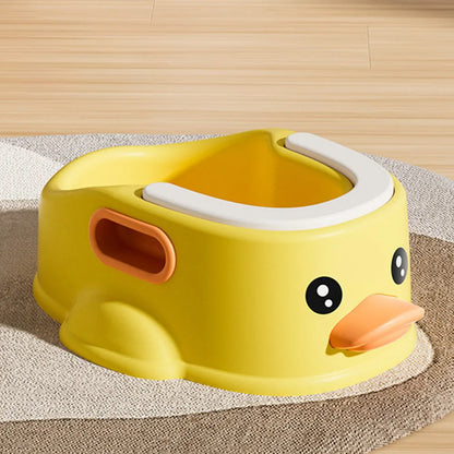 Blue PVC duck-shaped bathtub for washing a small dog or cat outdoors.