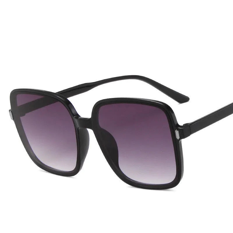 Big Square Sunglasses with PC Frame and AC Lenses, Rice Nail Detail, Retro Y2K Style, Non-Polarised, Available in Pink, Grey, Blue, Brown, Leopard Print, Transparent Tea and Off-White Colour Options