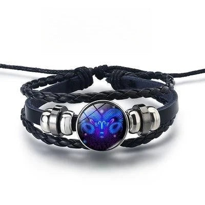 Luminous zodiac bracelet with glow-in-the-dark astrological symbols for stylish nightlight fashion