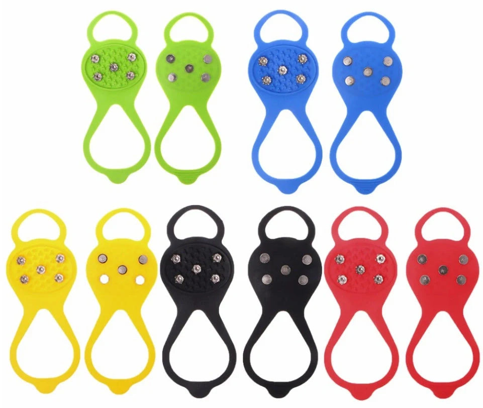 Silicone Non-Slip Shoe Grips for ice and snow safety in multiple colors