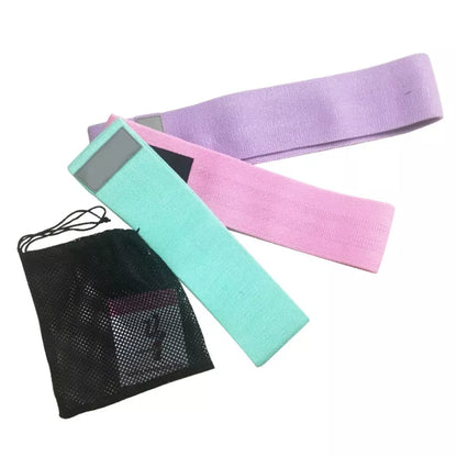 Latex mesh resistance band for hip and leg strength training in various colors and sizes
